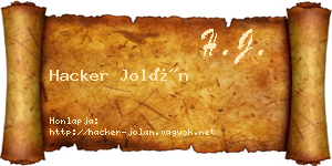 Hacker Jolán névjegykártya